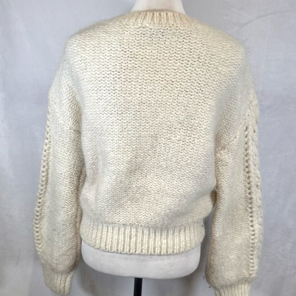 Paris Atelier & Other Stories wool blend off white eyelet sweater small NWOT - Picture 6 of 9